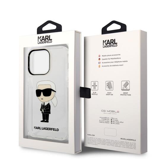 Apple iPhone 14 Pro Max Kılıf Karl Lagerfeld Transparan İkonik Karl Dizayn Kapak