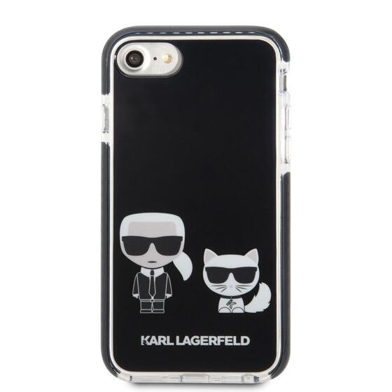 Apple iPhone 7 Kılıf Karl Lagerfeld Kenarları Siyah Silikon K&C Dizayn Kapak