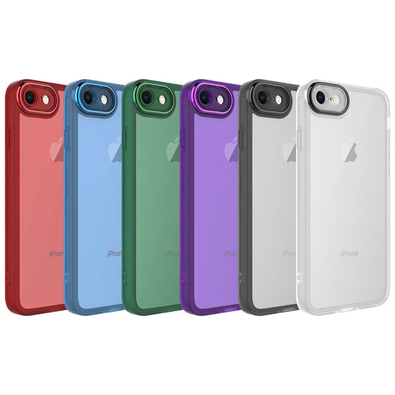 Apple iPhone 7 Kılıf Metal Kamera Korumalı Transparan Renkli Kapak