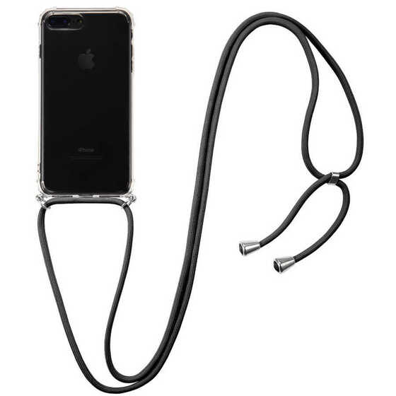 Apple iPhone 7 Plus Kılıf Kamera Çıkıntılı Airbag Tasarım Askılı Şeffaf Silikon