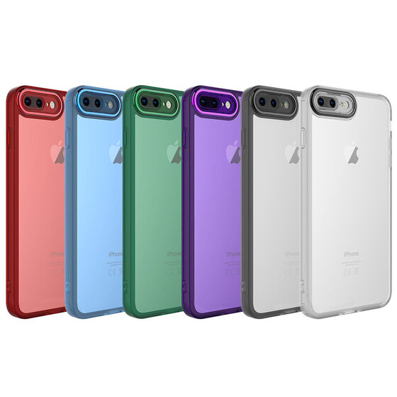 Apple iPhone 7 Plus Kılıf Metal Kamera Korumalı Transparan Renkli Kapak