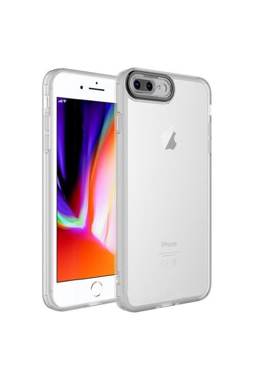 Apple iPhone 8 Plus Kılıf Metal Kamera Korumalı Transparan Renkli Kapak