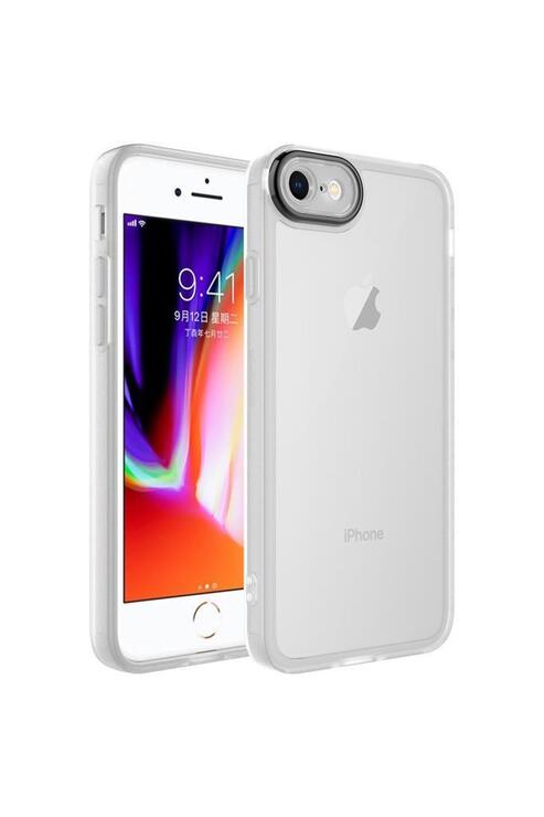 Apple iPhone SE 2020 Kılıf Metal Kamera Korumalı Transparan Renkli Kapak
