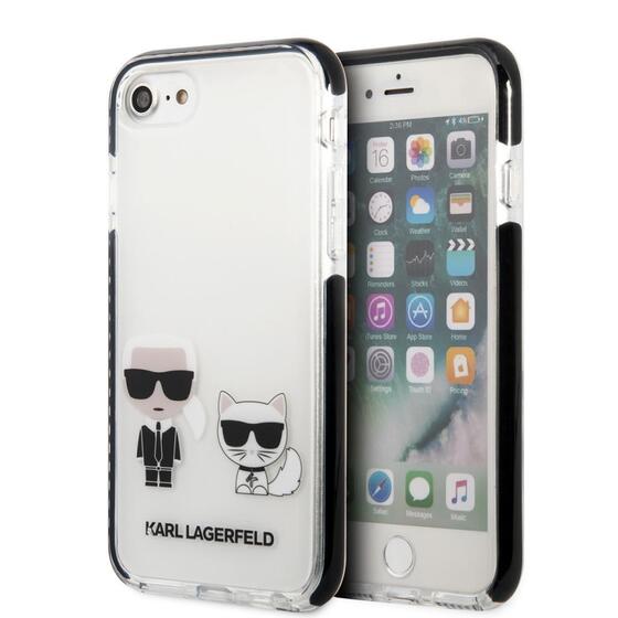 Apple iPhone SE 2022 Kılıf Karl Lagerfeld Kenarları Siyah Silikon K&C Dizayn Kapak