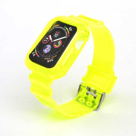 Apple Watch 40mm KRD-27 Şeffaf Renkli Transparan Silikon Kordon