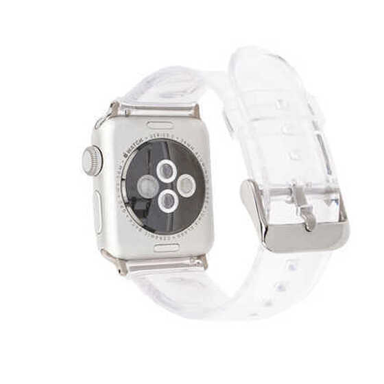 ​​​Apple Watch 42mm KRD-13 Şeffaf Silikon Metal Toka Kademeli Kordon