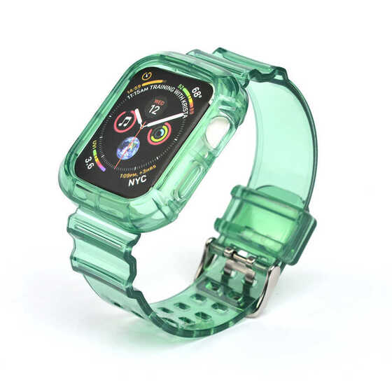Apple Watch 42mm KRD-27 Şeffaf Renkli Transparan Silikon Kordon