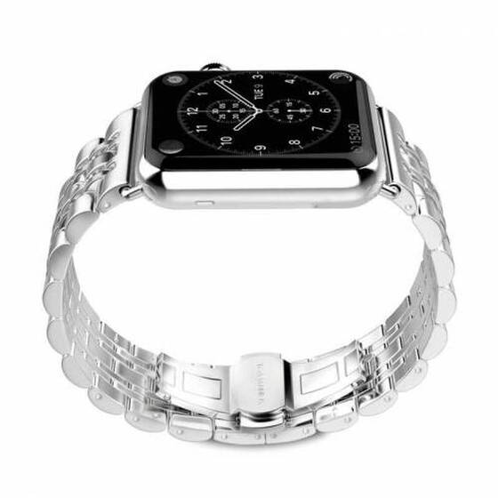 Apple Watch 44mm İki Renkli Katlamalı Klipsli Metal Kordon