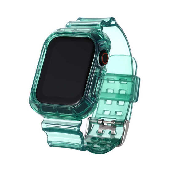 Apple Watch 44mm KRD-27 Şeffaf Renkli Transparan Silikon Kordon