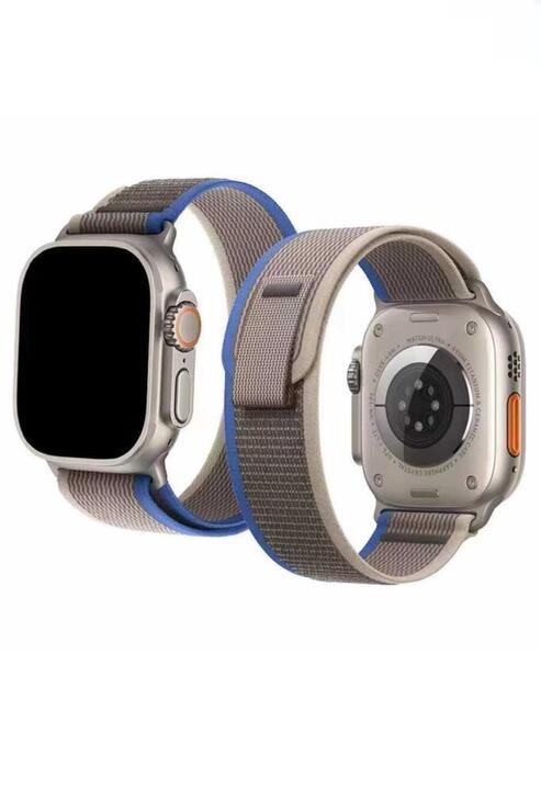 Apple Watch Ultra 49mm Renkli ​​​​KRD-77 Örgülü Hasır Tokalı Kordon