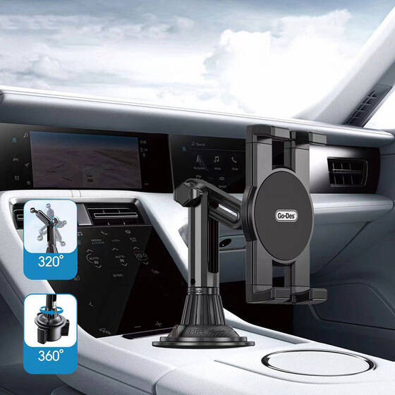Araç İçi Telefon Tutucu Go Des GD-HD313 360 Oynar Başlıklı Bardaklık Tipi Tasarım