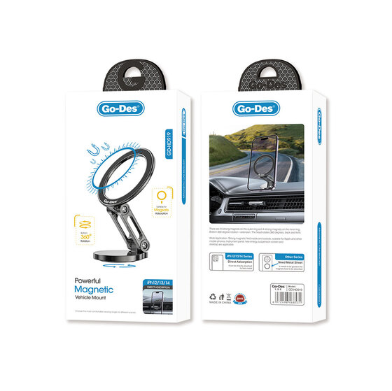 Araç İçi Torpido Üstü Magnetik Stand ve Telefon Tutucu Go Des GD-HD919 360 Derece Dönebilen Tasarım