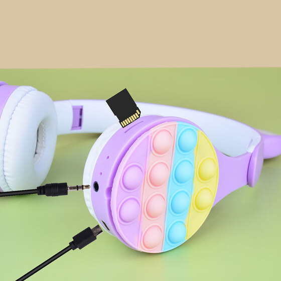 B30 RGB Led Işıklı Kedi Kulağı Band Popit Oyuncak Tasarımı Ayarlanabilir Katlanabilir Kulak Üstü Bluetooth Kulaklık