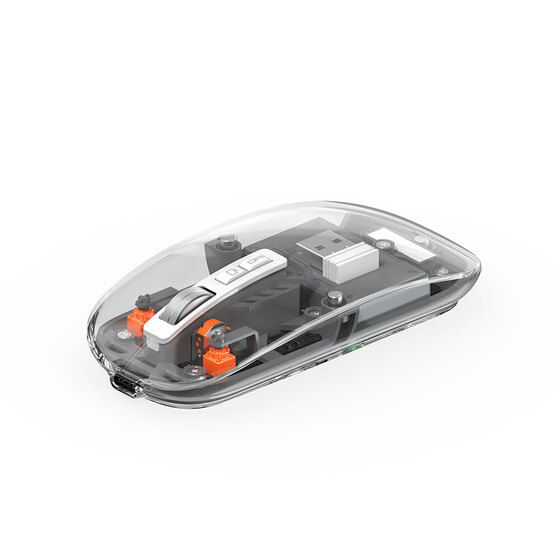 Bluetooth Kablosuz Mouse Wiwu WM105 Crystal RGB Led Işıklandırmalı Şeffaf Tasarım 2400 Dpi Gri
