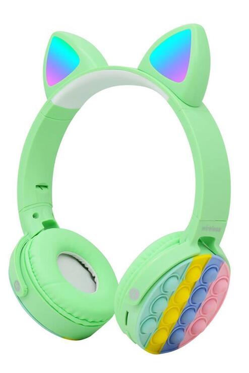 CXT-950 RGB Led Işıklı Kedi Kulağı Band Tasarımı Ayarlanabilir Katlanabilir Kulak Üstü Bluetooth Kulaklık