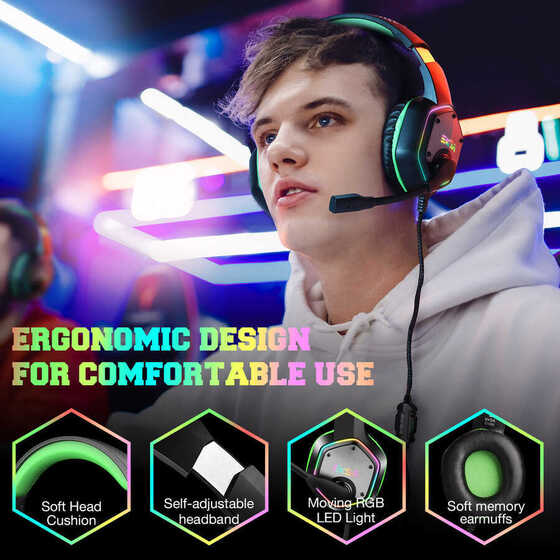 Eksa E1000S Gaming Kulaklık Oyuncu Kulaklığı 7.1 Surround RGB Led 3.5 mm & Mikrofon