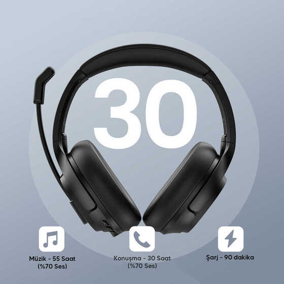 Eksa H6 Mikrofonlu Ayarlanabilir Başlıklı Kulak Üstü Gürültü Önleyici Bluetooth Kulaklık