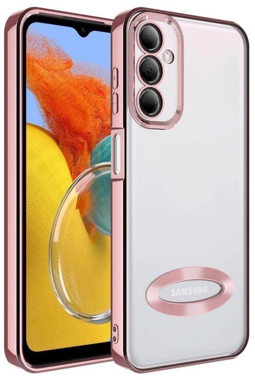 Galaxy M14 Kılıf Köşeleri Renkli Şeffaf Kamera Korumalı Silikon Luxury Kapak
