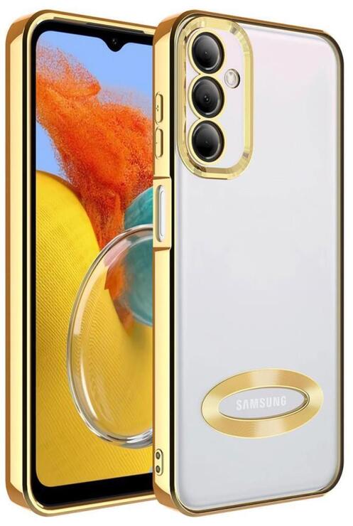Galaxy M14 Kılıf Köşeleri Renkli Şeffaf Kamera Korumalı Silikon Luxury Kapak