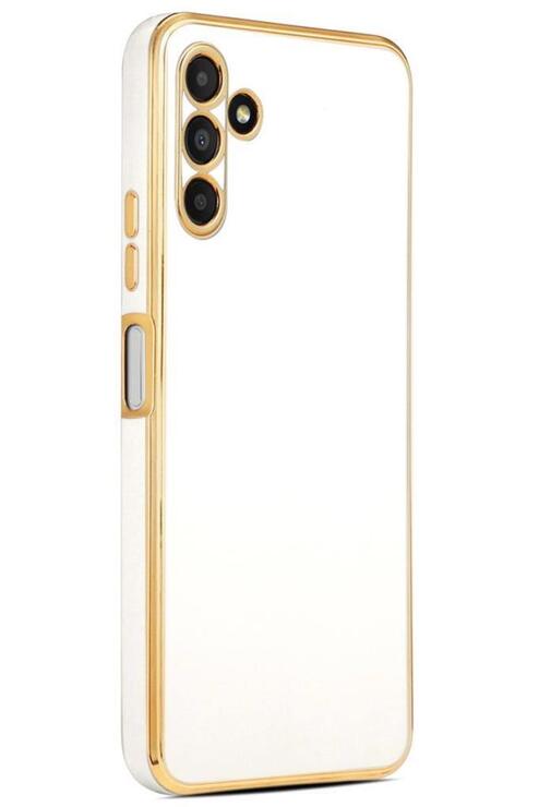 Galaxy M23 Kılıf Kamera Korumalı Altın Kenar Tasarım Silikon