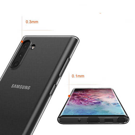 Galaxy Note 10 Kılıf İnce ve Esnek Şeffaf Süper Silikon