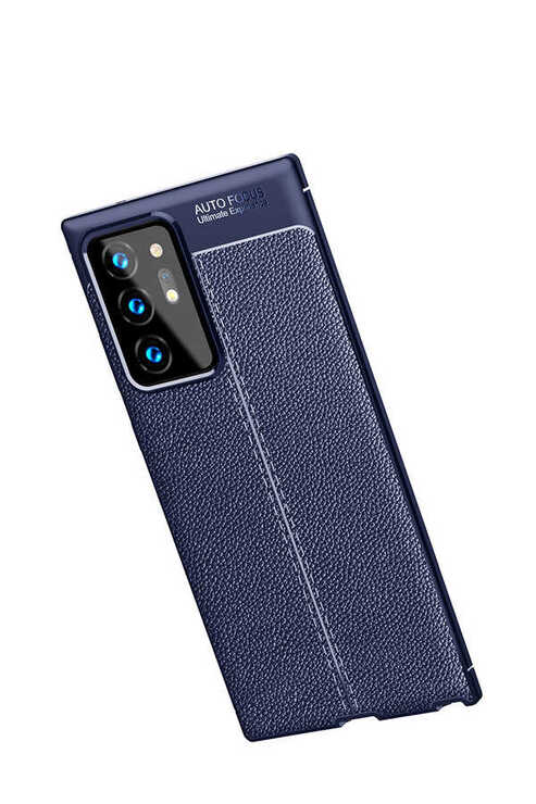 Galaxy Note 20 Ultra Kılıf Deri Desenli Kamera Korumalı Silikon
