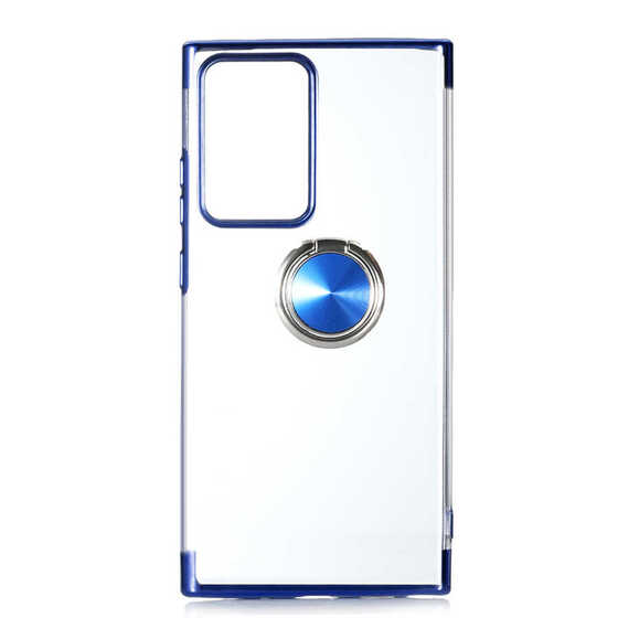 Galaxy Note 20 Ultra Kılıf Yüzüklü Standlı Köşeleri Renkli Şeffaf