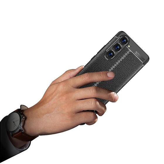 Galaxy S23 Plus Kılıf Deri Desenli Kamera Korumalı Silikon