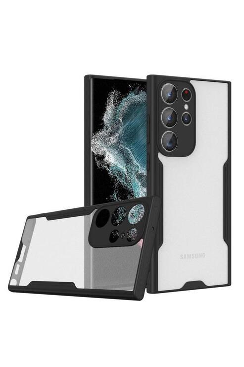 Galaxy S23 Ultra Kılıf Kamera Korumalı Arkası Şeffaf Silikon