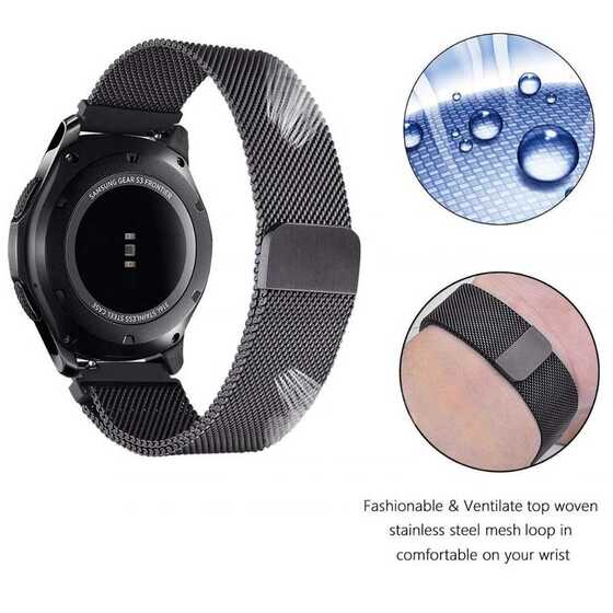 Galaxy Watch 46mm (22mm) Metal Tel Örgü İşleme Mıknatıslı Kordon