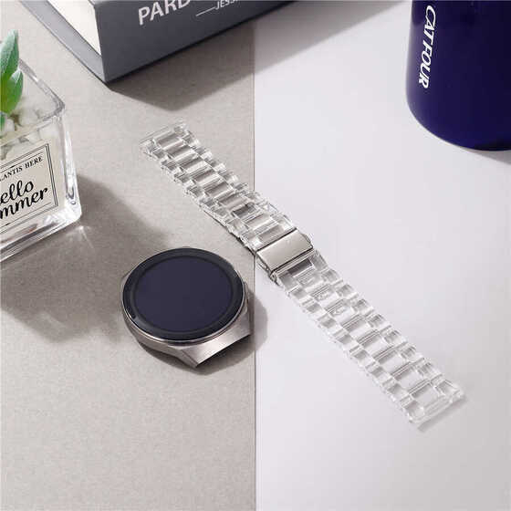 Galaxy Watch Active 2 44mm KRD-27 Şeffaf Renkli Transparan Silikon Kordon