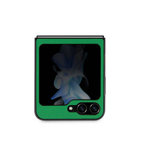 Galaxy Z Flip 5 Uyumlu Kılıf Lacoste Orjinal Lisanslı PU Pike Desenli İkonik Timsah Logolu Yeşil