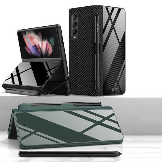 Galaxy Z Fold 3 Kılıf Kapaklı Deri Tasarım Lüx Koruma
