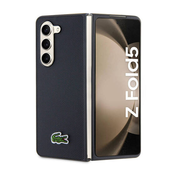 Galaxy Z Fold 5 Kılıf Lacoste Orjinal Lisanslı PU Pike Desenli Yüzey İkonik Timsah Logolu Lacivert