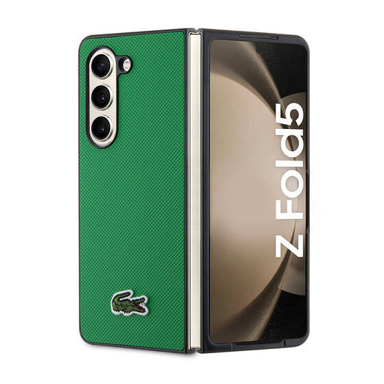 Galaxy Z Fold 5 Uyumlu Kılıf Lacoste Orjinal Lisanslı PU Pike Desenli İkonik Timsah Logolu Yeşil
