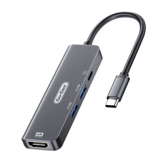 Go Des GD-6828 Type-C Hub 4 in 1 HDMI 4K - USB 3.0 Çoğaltıcı Adaptör MacBook & iPad uyumlu
