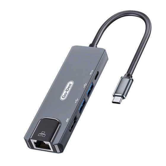 Go Des GD-6829 Type-C Hub 5 in 1 HDMI 4K - USB 3.0 - RJ45 Ethernet Çoğaltıcı Adaptör