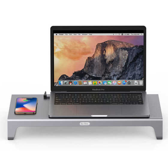 Go Des GD-9128 Type-C Hub Laptop Standı & Kablosuz Şarj USB-C Docking Station MacBook Stand