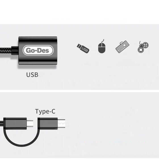 Go Des GD-CT033 2 in 1 USB 3.0 to Micro / Type-C OTG Dönüştürücü Çevirici Tak & Çalıştır