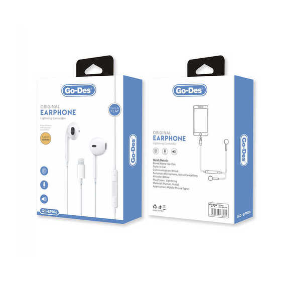 Go Des GD-EP106 Lightning Kablolu Kulak İçi Mikrofonlu Kulaklık Hi-Fi Tak & Çalıştır