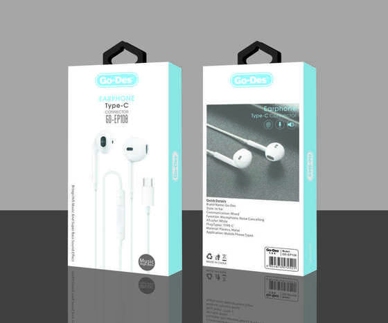 Go Des GD-EP108 Type-C Kablolu Kulak İçi Mikrofonlu Kulaklık Hi-Fi