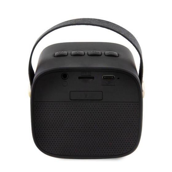 Guess Orjinal Lisanslı Askılı PU Deri Yazı Logolu 5W Bluetooth Speaker Siyah