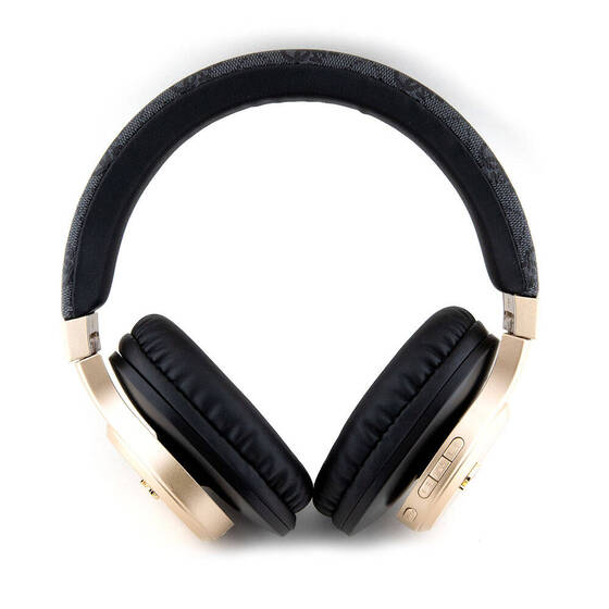 Guess Orjinal Lisanslı Bluetooth Kulaklık Script Gold Serisi Metal Yazı Logolu 4G Desenli Siyah
