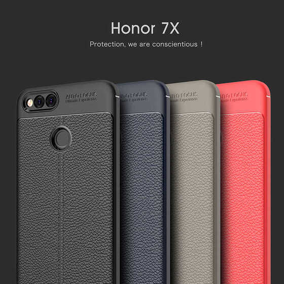 Honor 7X Kamera Korumalı Deri Görünümlü Silikon Kılıf
