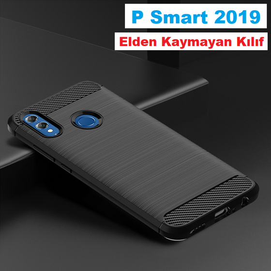 Huawei P Smart 2019 Elde Kaymayan Fiber Silikon Kılıf