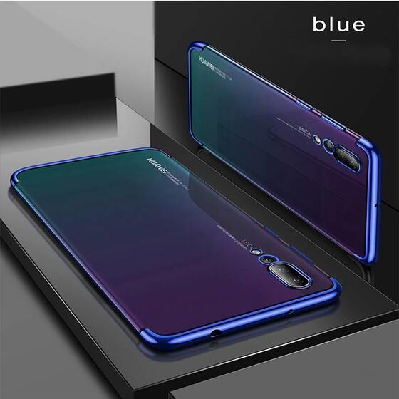 Huawei Y9 Prime 2019 Kılıf İnce Köşeleri Renkli Şeffaf Silikon