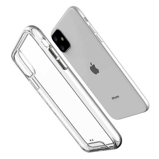 iPhone 11 Kenarları Esnek Silikon Arka Yüzeyi Sert Şeffaf Kılıf