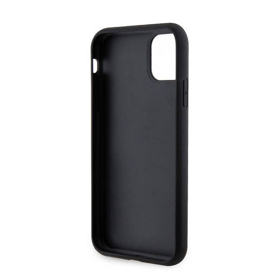 iPhone 11 Kılıf Guess Orjinal Lisanslı 4G Büyük Metal Logolu Glitter Kapak Siyah