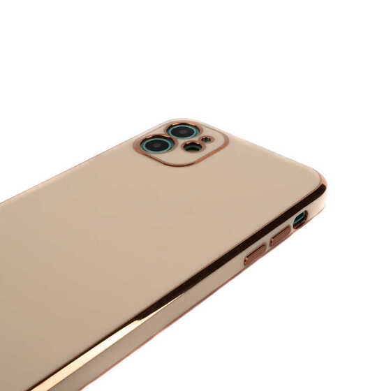 iPhone 11 Kılıf Kamera Korumalı Altın Kenar Tasarım Silikon