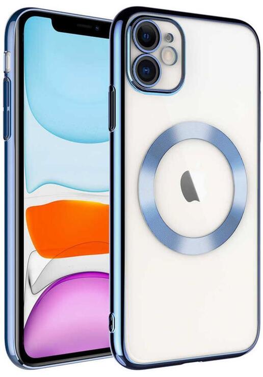 iPhone 11 Kılıf Kamera ve Lens Korumalı Magsafe Şeffaf Renkli Çerçeveli Sert PC Lüx Kapak